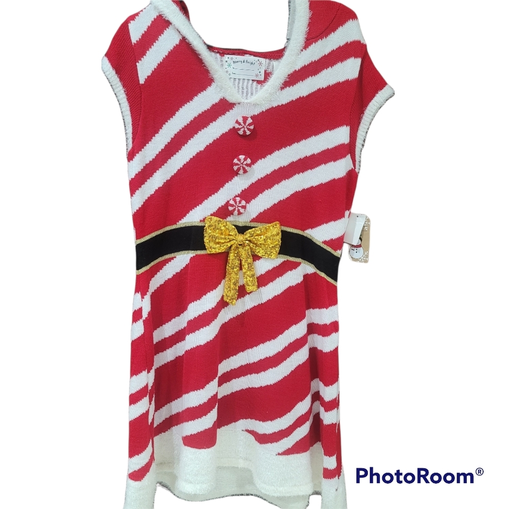 MERRY AND BRIGHT  Peppermint hoody dress, Large